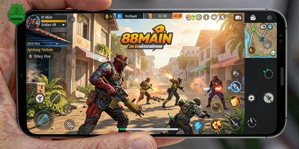 Tampilan antarmuka utama aplikasi 88MAIN untuk utilitas sehari-hari.