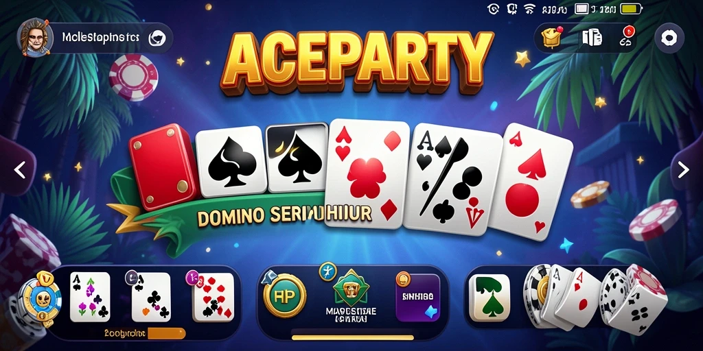 Screenshot gameplay ACEPARTY menampilkan pengalaman permainan Domino yang menyenangkan.