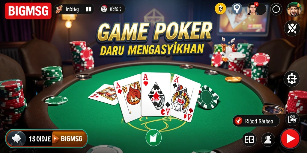 Screenshot gameplay BIGMSG menampilkan aksi seru permainan Poker.