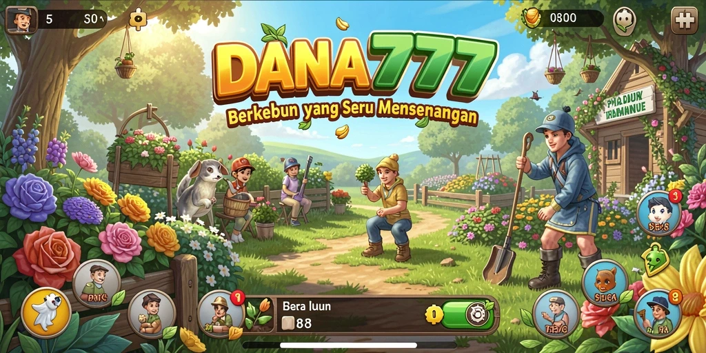 Tampilan gameplay DANA777 yang menarik saat berkebun dan merawat hewan.