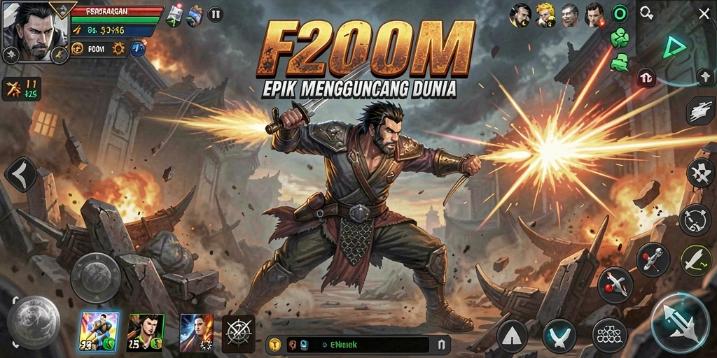 Tangkapan layar menampilkan aksi pertarungan yang mendebarkan di F200M.