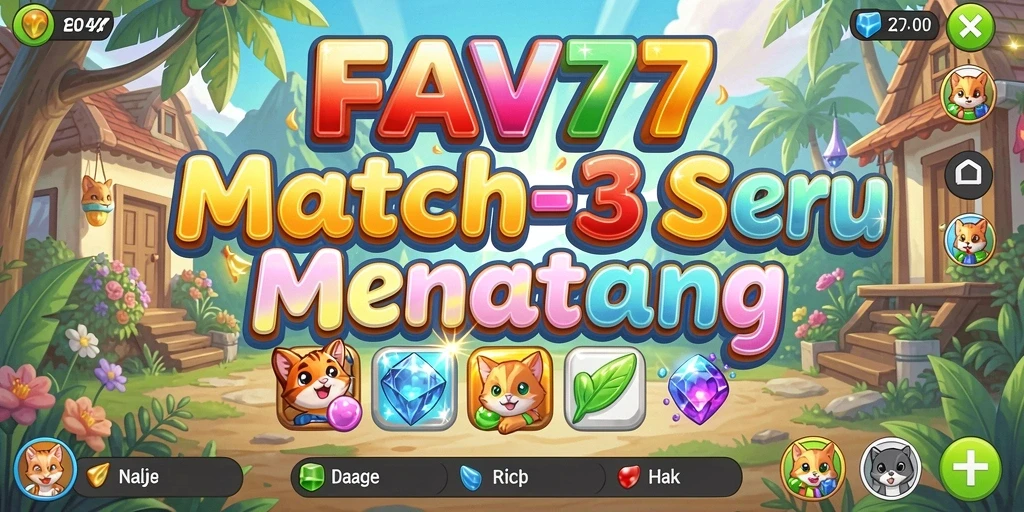 Tampilan gameplay FAV77 dengan karakter dan elemen yang berwarna-warni.