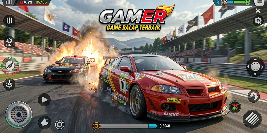 Tampilan gameplay seru dalam balapan cepat di GAMERP.