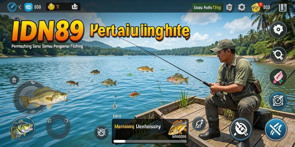 Screenshot gameplay IDN89 yang menunjukkan momen memancing yang seru.