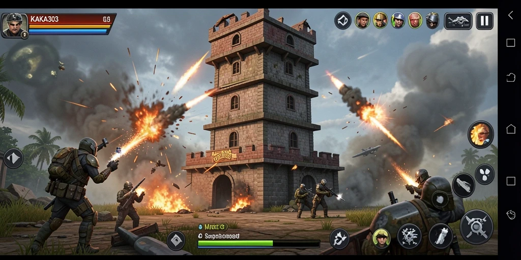 Screenshot gameplay KAKA303 menunjukkan aksi menegangkan dalam Tower Defense.