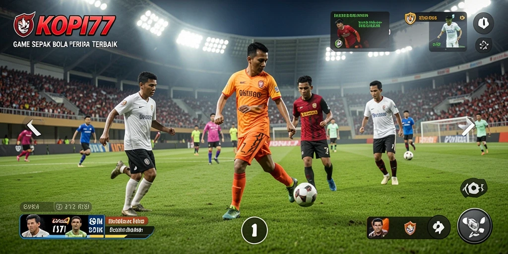 Screenshot KOPI77 menampilkan aksi seru permainan sepak bola.