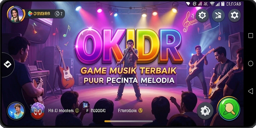 Tampilan gameplay seru dalam aplikasi OKIDR dengan fitur menyanyi.