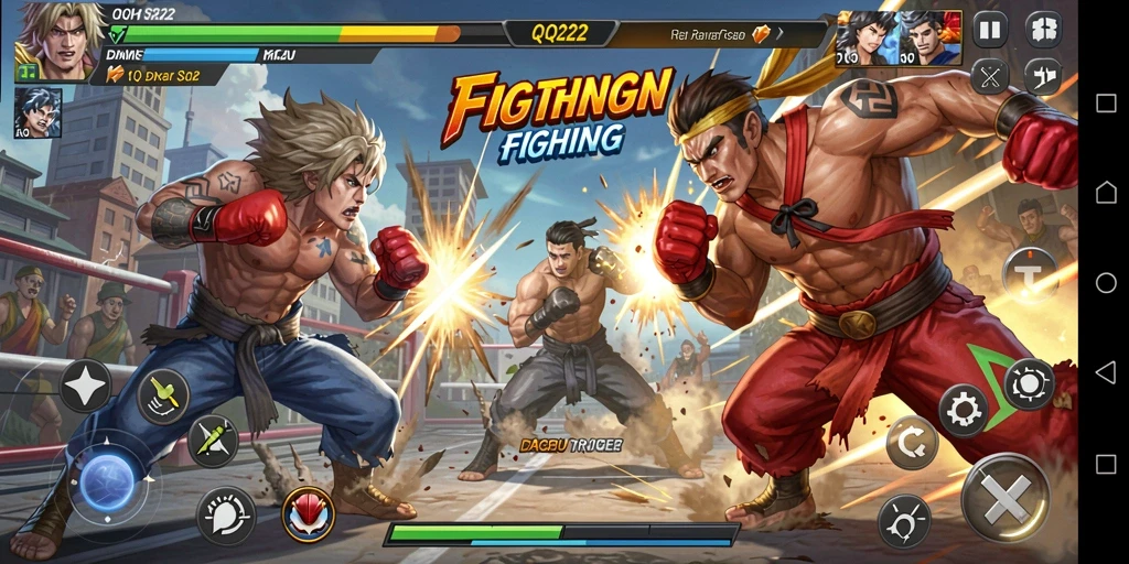 Gambar tampilan gameplay seru dari QQ222 yang penuh aksi Fighting.