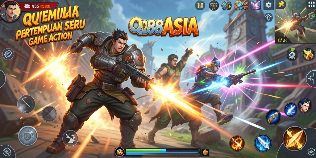 Tampilan gameplay menegangkan di <strong>QQ88ASIA</strong> saat bertempur dengan karakter unik.