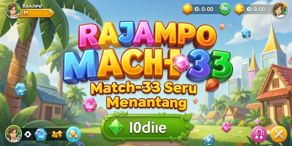 Tampilan gameplay seru dari RAJAMPO dengan tantangan Match-3.