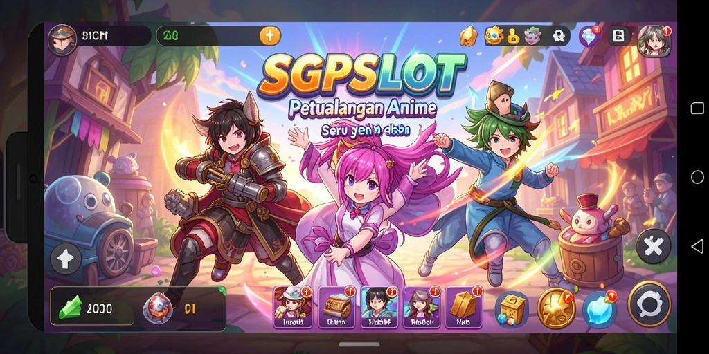 Tampilan menarik dari gameplay SGPSLOT yang menampilkan dunia Anime yang penuh warna.