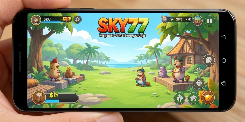 Tampilan gameplay SKY77 yang mengasyikkan dan penuh warna.