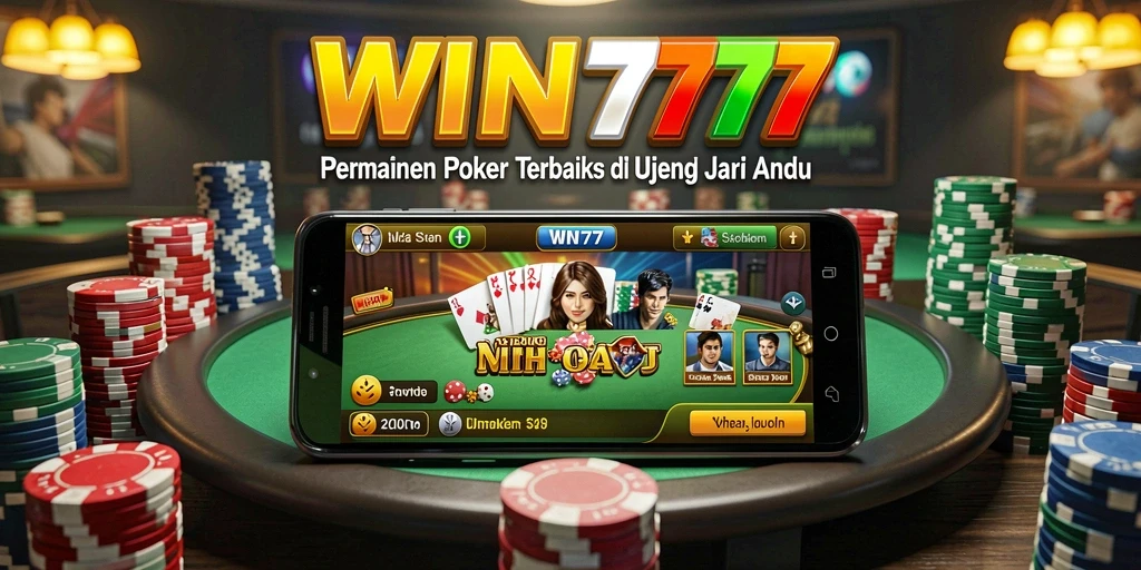 Screenshot gameplay WIN777 yang menampilkan suasana poker yang seru.