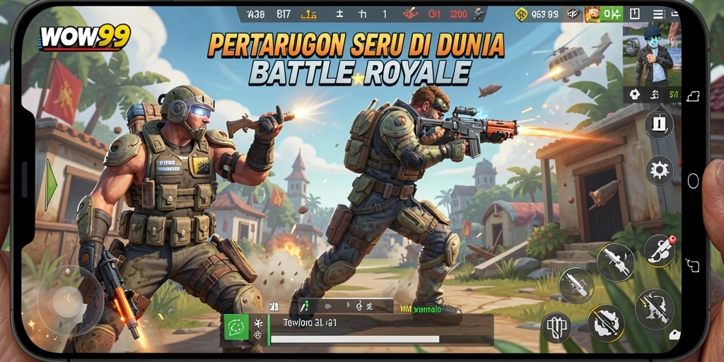 Screenshot WOW99 menampilkan aksi seru di arena Battle Royale.